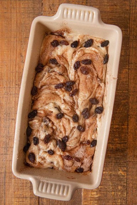 Cinnamon Raisin Quick Bread is an easy, delicious breakfast recipe. Rich and moist buttermilk bread with raisins and a sweet cinnamon swirl made in an hour. #breakfast #dessert #bread #quickbread #raisin #cinnamon #dinnerthendessert Raison Bread Recipe, Raisin Cinnamon Bread Recipes, Cinnamon Raisin Bread Recipe Easy, Desert Loafs, Raisin Desserts, Cinnamon Raisin Quick Bread, Raisin Quick Bread, Cinnamon Raisin Loaf, Toast With Honey