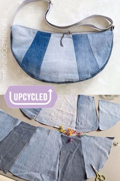 Upcycling: A guide to transforming trash into treasure, and how it can change your #Tela #Patchwork #Thrift_Flip_Jeans #Recycled_Bag Diy Jean Bag, Upcycling Jeans, Crochet Tunic Pattern, Ladies Blouse Designs, Recycled Jeans, Bag Mockup, Denim Crafts, Camouflage Patterns, Laser Cut Sign