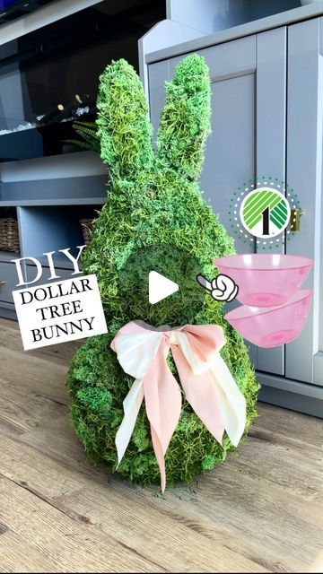 Emma Villaneda on Instagram: "🤯 DIY Dollar Tree Moss Bunny 🐇💕

What do you think of this simple DIY for spring decor?!

🤍💚My Dollar Tree was running low on Moss so I did have to order more on Amazon (the kind I used is linked in my Amazon Storefront- link in profile) I used approximately 15oz of Moss. 
•
•
•

#dollartree #spring #decor #easter #homedecor #design #interiordesign #diy #diydecor #dollar #organization #organizationideas #hack #homehacks #home #homedesign #diyproject #tutorial #hacks" Easter Centerpieces Diy Dollar Tree, Easter Tree Diy, Paper Doily Crafts, Dollar Tree Easter Crafts, Easter Centerpieces Diy, Topiary Diy, Creative Easter Eggs, Rabbit Crafts, Easter Egg Tree