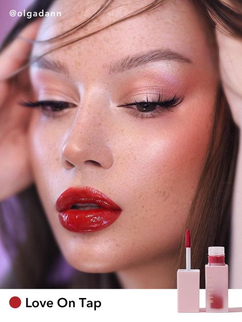 Love On Tap          Makeup Red Lip Tint, Vogue Makeup, Cheek Blush, Take A Hint, Red Lip Makeup, Fairy Makeup, Red Lip, Glam Looks, Modern Love