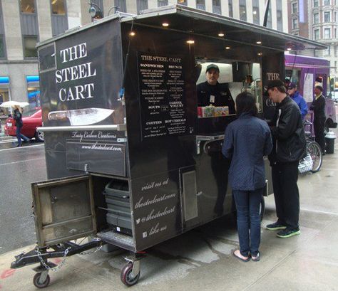 New York Street Food, Breakfast For Lunch, Chicago Coffee Shops, Foodtrucks Ideas, Mobile Coffee Cart, Hot Sandwiches, Juice Store, Juice Bars, Food Vans