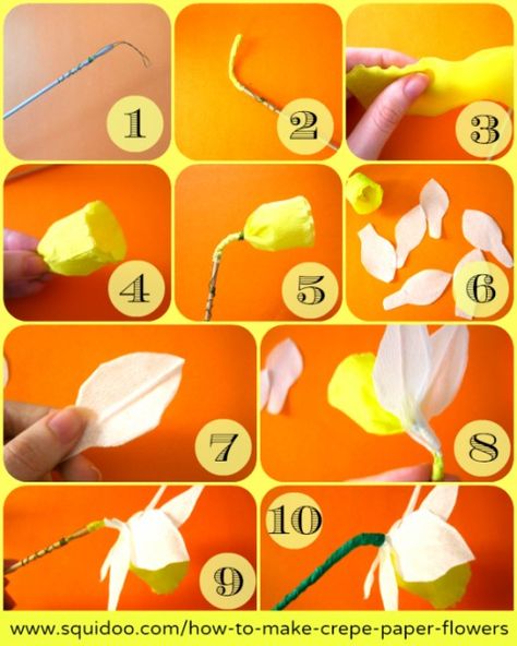 Daffodils Making Paper Flowers, Crepe Paper Roses, Diy Fleur, Săpunuri Handmade, Make Paper Flowers, How To Make Crepe, Tissue Flowers, Origami Rose, Paper Flower Crafts