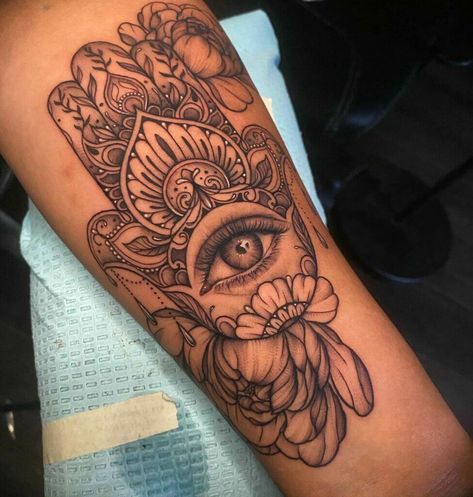 Lotus Flower Hand Tattoos For Women, Hamsa Hand Tattoo For Women, Mandala Eye Tattoo, Hamsa Tattoos, Fatima Hand Tattoo, Hamsa Tattoo Design, Hamsa Hand Tattoo, Evil Eye Tattoo, Hamsa Tattoo