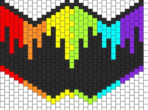 Rainbow Scenecore, Kandi Aesthetic, Kandi Mask Patterns, Minecraft Pattern, Kandi Mask, Kandi Inspo, Diy Kandi Bracelets, Kandi Cuffs, Mask Patterns