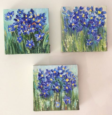 Forget Me Not Painting Acrylic, Forget Me Not Painting, Fig Painting, Art Miniature, Forget Me Not Flower, Sculpture Painting, Painting Flowers, Aesthetic Painting, Small Canvas