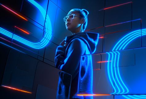 NIKE VISION: Blue Light Collection on Behance Nike Vision, Nike Neon, Collections Photography, Team Effort, Automotive Photography, Creative Poster Design, Photography Projects, Exhibition Design, Infographic Design