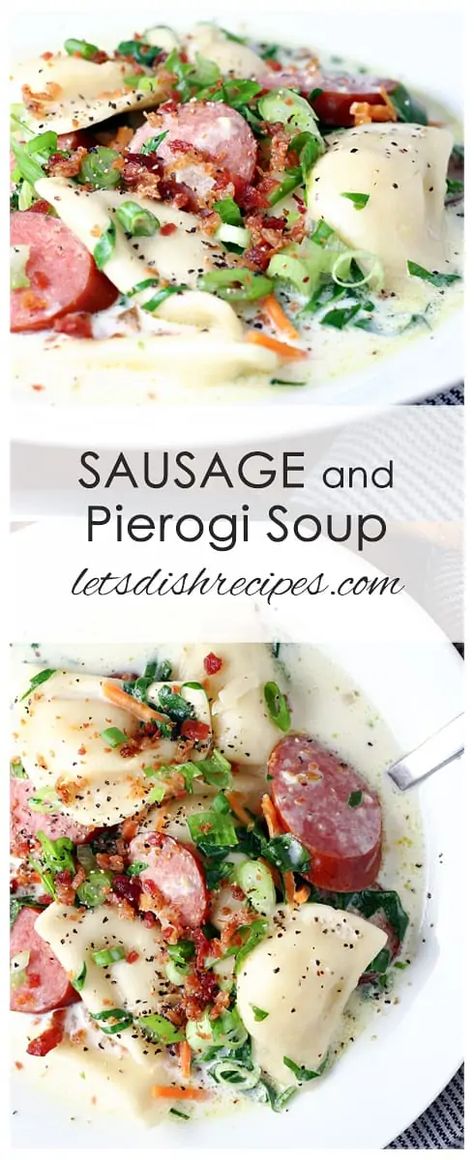 Pierogi Soup Recipe, Mini Pierogies, Pierogi Soup, Pierogi Dinner, Dinners Casseroles, Pierogi Recipes, Soup Sausage, Delicious Casseroles, Pierogi Recipe