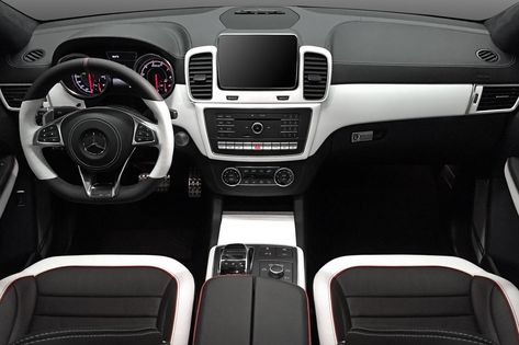 How About This Custom Black & White Interior For Mercedes' GLE Coupe? | Carscoops Black And White Car Interior, White Car Interior, Black And White Car, Mercedes Benz Suv, Benz Suv, White Cabin, Gle Coupe, Luxury Car Garage, Luxury Lifestyle Aesthetic