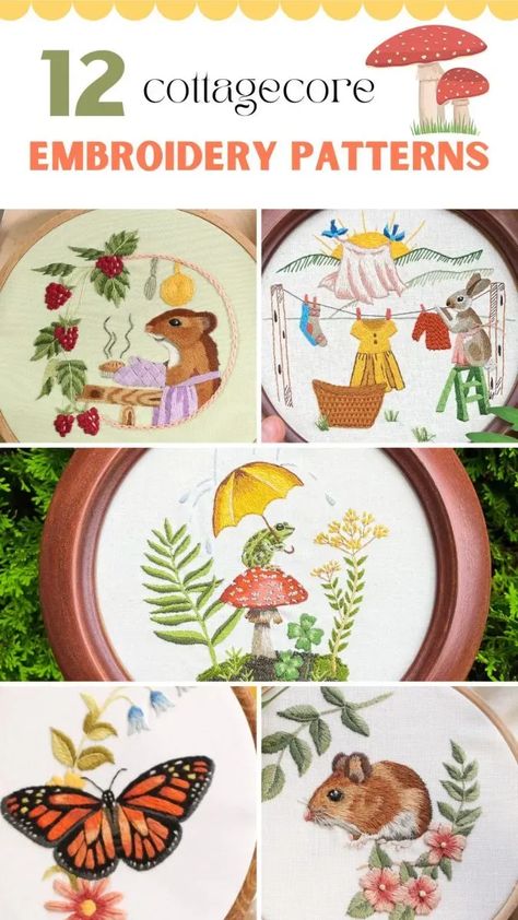 Check out these 12 cottagecore embroidery patterns that are so cute and fun to stitch. Grab a cup of tea, get cozy, and let's get stitching... Cottagecore Embroidery Pattern, Cottagecore Embroidery, Kitchen Embroidery Designs, Cute Cottagecore, Embroidery Patterns Free, Hand Embroidery Design Patterns, A Cup Of Tea, Free Embroidery, Hand Embroidery Designs