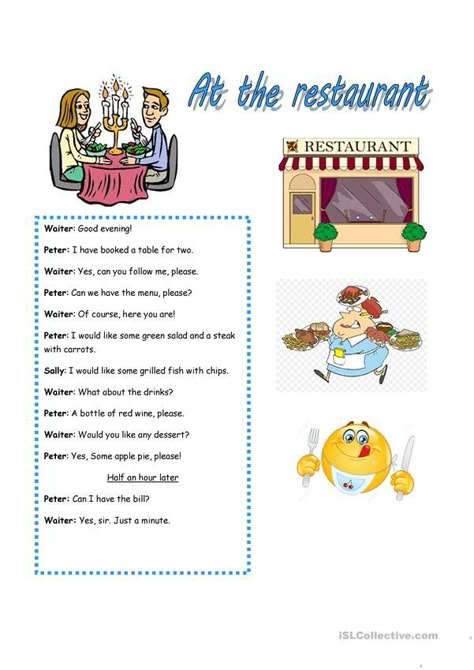 Restaurant Conversation English, Restaurant Vocabulary English, Poems About Food, Restaurant English, English Dialogues, Spoken English Conversation, Conversation For Kids, English Conversation For Kids, Groups Of Three