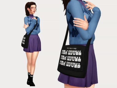 messenger bag | Patreon Sims Love, Black Sling Bag, Sims 4 Black Hair, Sims 4 Cc Shoes, Sims 4 Children, Sims 4 Body Mods, Sims 4 Cc Skin, Tumblr Sims 4, Sims 4 Dresses