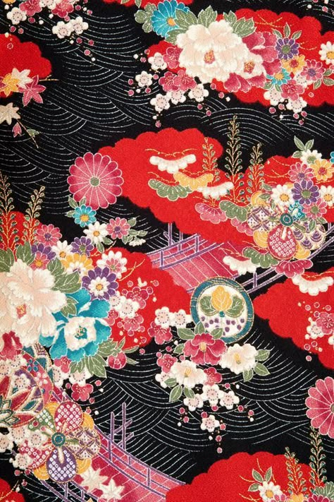 Japanese Kimono Fabric, Kimono Fabric Pattern, Kimono Patterns, Design Japonais, Kimono Pattern, Japanese Textiles, Kimono Fabric, Japanese Patterns, Japan Design