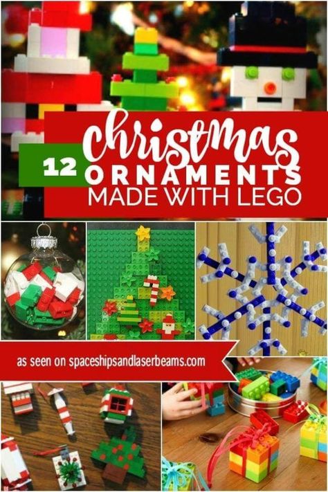 christmas-ornaments-made-from-lego-instructions Lego Ornaments Diy Easy, Lego Ornaments Diy, Lego Christmas Ornaments, Lego Ornaments, Boy Birthday Party Ideas, Christmas Lego, Lego Christmas, Lego Activities, Kids Christmas Ornaments