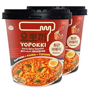 Yopokki Instant Rabokki Cup (Hot Spicy, Cup of 2) Korean Street food with Hot spicy sauce Ramen Noodle Topokki Rice Cake - Quick & Easy to Prepare Microwave Cover, Naengmyeon, Cup Ramen, Ramen Dishes, Korean Rice Cake, Red Pepper Paste, Korean Snacks, Spicy Korean, Korean Street Food