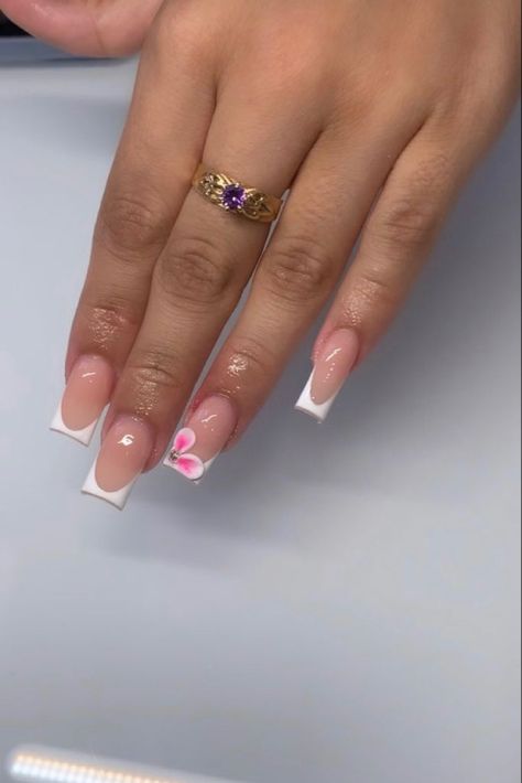 Nagel Tips, Colored Acrylic Nails, Girly Acrylic Nails, French Tip Acrylic Nails, French Acrylic Nails, Dope Nail Designs, Short Square Acrylic Nails, Long Acrylic Nails Coffin, Acrylic Nails Coffin Pink