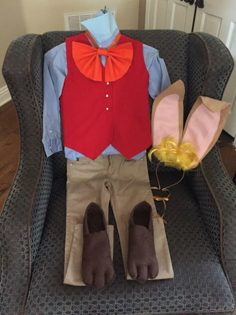 March Hare homemade costume!!! March Hare Costume Men, Mad Hare Costume, Mad March Hare Costume, The March Hare Costume, March Hare Diy Costume, March Hare Alice In Wonderland Costumes, March Hare Disneybound, Alice In Wonderland March Hare Costume, Hare Costume