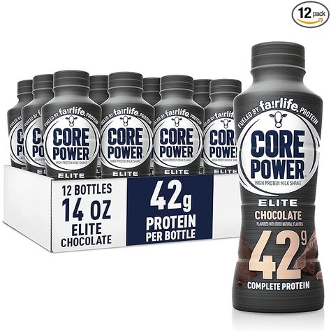 Core Power Fairlife Elite 42g High Protein Milk Shakes For kosher diet, Ready to Drink for Workout Recovery, Chocolate, 14 Fl Oz (Pack of 12), Liquid, Bottle Post Workout Protein Shake Recipes, High Cal Protein Shake, After Workout Protein Shake, Post Work Out Protein Shake, Core Power Protein Shake, Kosher Diet, Protein Shakes Recipes, Protein Power, Complete Protein