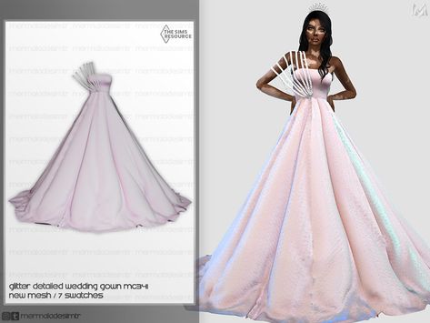 Sims 4 Glitter Dress, Sims 4 Cc Ball Gowns, Sims 4 Ball Gown, Sims 4 Gown Cc, Sims 4 Royalty Cc, Sims 4 Gown, Sims 4 Prom Dress Cc, Toddler Formal Dresses, Sims 4 Wedding Dress