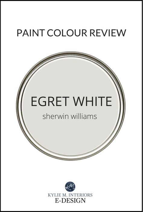 Paint Colour Review: SHERWIN WILLIAMS EGRET WHITE SW 7570 - Kylie M Interiors Sherwin Williams Egret White, White Grey Paint, Popular Grey Paint Colors, White Benjamin Moore, Taupe Paint Colors, Off White Paint Colors, Warm Neutral Paint Colors, Kylie M Interiors, Egret White