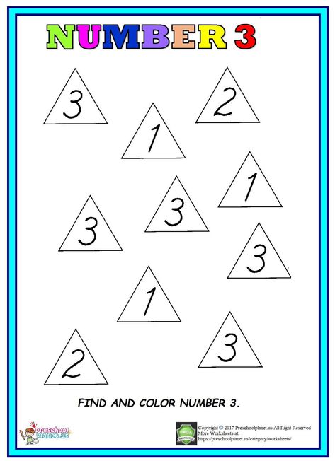 Number 3 Worksheet Look at the worksheet. Find and color number three. This number three worksheet is in PDF format and printable. Kids will improve their math abilities by this kind of worksheets. Number 3 Activities For Preschool, Number 3 Worksheet Preschool, Number 3 Worksheet, Counting Preschool, Number Words Worksheets, Find And Color, Preschool Numbers, 25 Number, Kindergarten Math Free