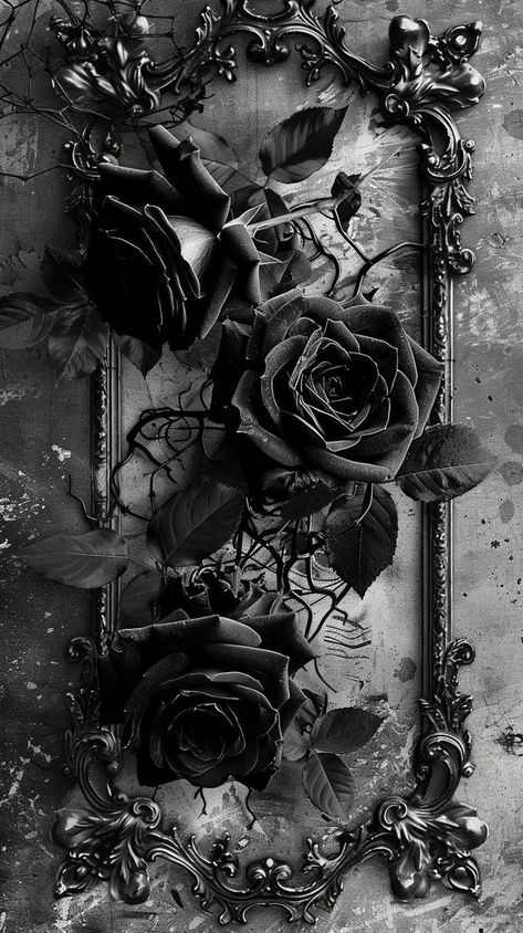 Goth Flowers Wallpaper, Dark Goth Aesthetic Wallpaper, Black And White Rose Wallpaper, Victorian Art Aesthetic, Gothic Lockscreen, Gothic Wallpaper Aesthetic, Gothic Academia Aesthetic, Goth Aesthetic Wallpaper, Black Roses Wallpaper