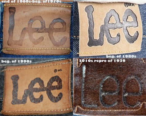 different LEE patches  of jeans in our collection Nyc 80s, 1960s Fashion Mens, Jeans Patches, Indigo Fashion, Green Leaf Wallpaper, Reselling Clothes, Older Mens Fashion, Mens Fur Coat, Japanese Selvedge Denim