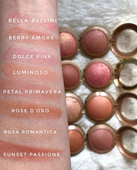 Milani Baked Blush Swatches, Milani Blush, Milani Baked Blush, Milani Makeup, Milani Cosmetics, Baked Blush, Fresh Makeup, Makeup Is Life, Makeup Swatches