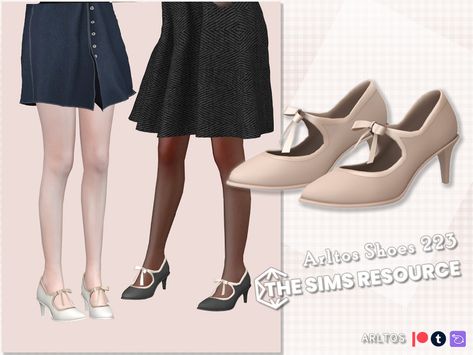 Sims 4 Vintage Glamour, Heels With Ribbon, Ribbon Heels, Sims 4 Decades Challenge, Ribbon Shoes, Cc Shoes, Old Outfits, Sims 4 Teen, Sims 4 Cc Packs