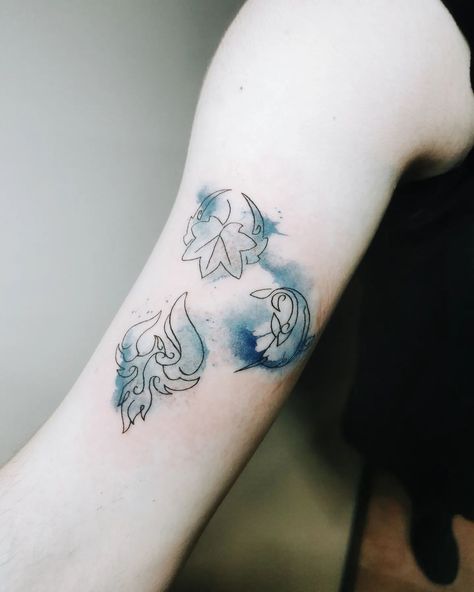 Genshin Impact Tattoo Ideas, Genshin Embroidery, Genshin Impact Tattoo, Genshin Tattoo, Kitsune Tattoo, Watercolor Tattoos, Anime Tattoo, Cute Little Tattoos, Cute Small Tattoos