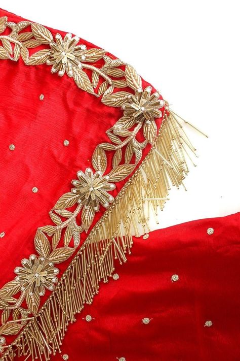 Dupata Laces Design, Meli Musugu, Dupata Laces, Crochet Dupatta, Dupatta Lace, Red Dupatta, Lace Fancy, Embroidery Suits Punjabi, Red Bridal Dress