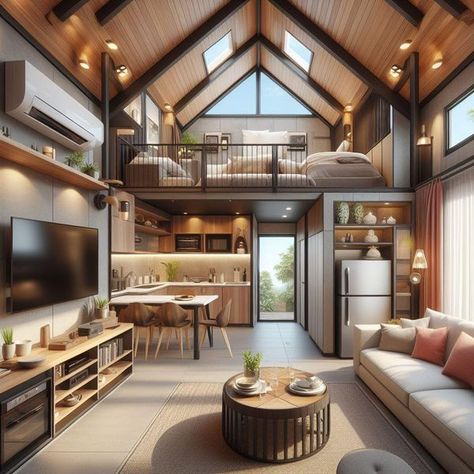 Tiny House Interior Small House With Mezzanine, House With Mezzanine, Building A Small House, House Layout Plans, House Layout, Luxury Loft, Tiny House Interior, Interior Design Art, Dream House Plans