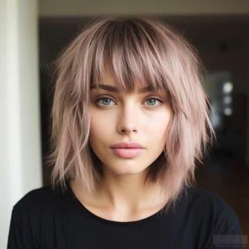 Choppy Straight Across Bangs, Shaggy Bob Side Bangs, Short Bob Hair With Fringe, Best Hair For Double Chin, Bob With Fringe And Glasses, Asymmetrical Bob Blonde, Mid Length Hair Wispy Bangs, Womens Bob With Bangs, Layered Bob Hairstyles For Fine Hair Short Shag Bangs