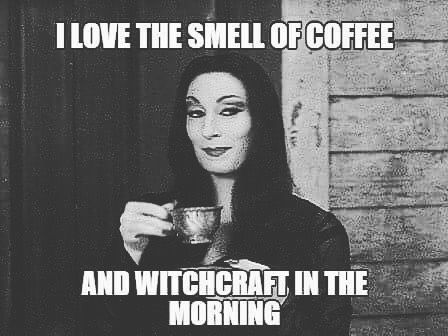 Coffee Witchcraft, Coffee And Witchcraft, Addams Family Quotes, Witchcraft Store, Witch Meme, The Smell Of Coffee, Dress Accessories Jewelry, Funny Witch, Which Witch