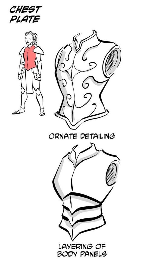 Simple Armour Design, How To Draw Fantasy Clothes, How To Render Armor, Armor Pose Reference, Armor Tutorial Drawing, Woman Armor Drawing, How To Color Armor, Women Armor Drawing Reference, Chestplate Armor Drawing