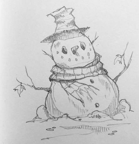 Frosty Drawing, Winter Drawing Ideas Sketch, Snowman Anime, Texas Snowman, Science Scrapbook, Snowman Sketch, Winter Sketch, Snowman Drawing, Dagger Drawing