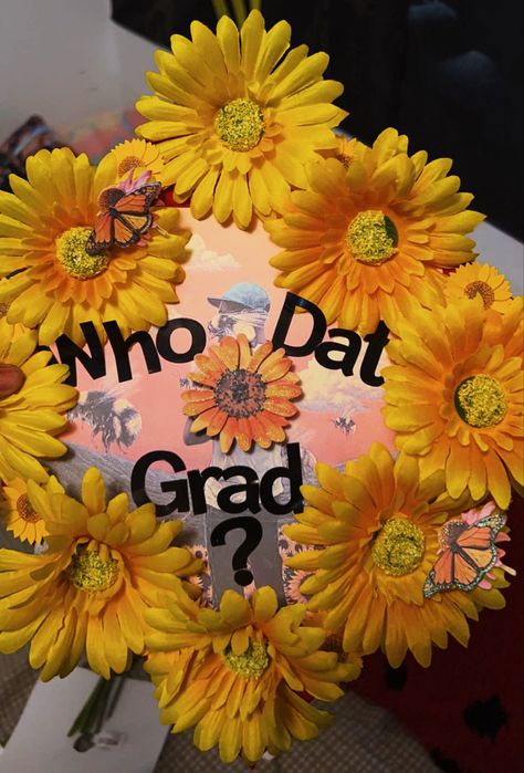 Tyler, The Creator grad cap idea Tyler The Creator Cap Graduation, Graduation Cap Designs Tyler The Creator, Tyler The Creator Grad Cap, Tyler The Creator Graduation Cap, Graduation Cap Decoration Diy, Boy Graduation, Flower Boy, Grad Caps, Cap Decoration