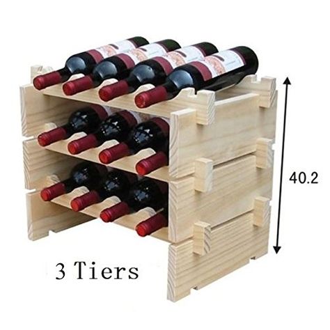 4 Tiers Stackable STRONG Wooden Wines Rack Holds Storage Stand Unit 16 Bottle Capacity: Amazon.co.uk: DIY & Tools Wine Rack Design, Wine Stand, Wooden Wine Rack, Wine Shelves, Wine Bottle Rack, Wood Wine Racks, Wine Glass Rack, Diy Wine Rack, Interior Display