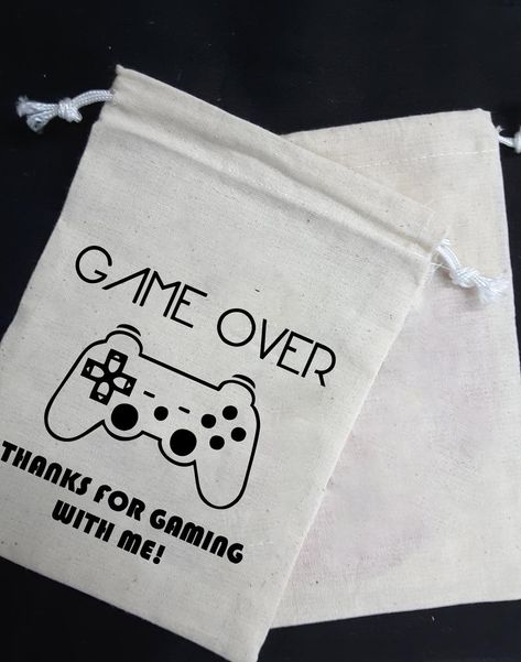 #cotton favor bags, #cotton candy favor bags, #Party Favor Bags, #wedding cotton favor bags, #Hangover favor bags, #cotton favor bags for birthday parties, #cotton drawstring bags, #wedding favor drawstring bags, #drawstring favor bags,#video gamer party,#video games,#video game party,#goody bag,#party,#toddler party,#games party,#gamer,#game over favor,#game over party bag, #video game favor,#bag game,#bag for video game Video Game Party Favors, Video Games Birthday Party, Thank You Bags, Video Game Party, Video Games Birthday, Bags Game, Game Party, Birthday Games, Personalized Favors