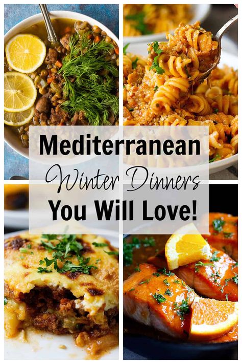 Winter Greek Food, Lunch Ideas College Students, Winter Mediterranean Recipes, Lunch Ideas College, Winter Dinner Ideas, Chicken Lentil Soup, Easy Italian Meatballs, Greek Chicken And Potatoes, Baked Greek Chicken