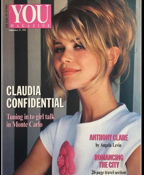 Blonde Supermodel, Bardot Bangs, Supermodel Fashion, Red Hair Inspo, Fashion 90s, 90s Hairstyles, Hair Affair, Claudia Schiffer, Nose Job