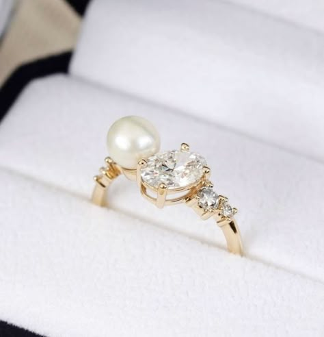 Pearl Engagement Ring With Wedding Band, Oval Diamond And Pearl Engagement Ring, Wedding Ring With Pearls And Diamonds, Wedding Rings With Pearls And Diamonds, Diamond And Pearl Engagement Ring Vintage, Pearl And Diamond Ring Engagement, Pearl And Diamond Wedding Ring, Wedding Ring With Pearls, Wedding Rings With Pearls