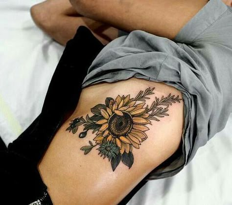 Sunflower Tattoo Thigh, Sunflower Tattoo Sleeve, Sunflower Tattoo Shoulder, Sunflower Tattoos, Sunflower Tattoo Design, Sunflower Tattoo, Sleeve Tattoos For Women, Tattoo Love, Trendy Tattoos