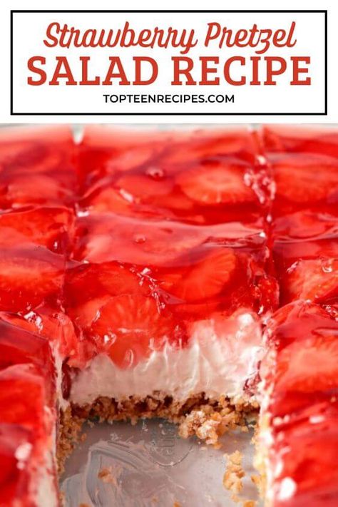 Strawberry Pretzel Salad Recipe - Top Recipes Strawberry Pretzel Jello Salad Recipe, Strawberry Jello Dessert, Cream Cheese And Cool Whip, Strawberry Pretzel Jello Salad, Pretzel Salad Recipe, Pretzel Dessert, Strawberry Pretzel Salad Recipe, Strawberry Pretzel Dessert, Pretzel Desserts