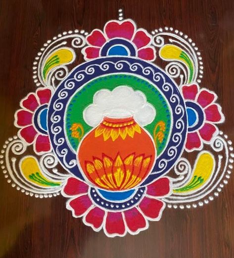 Bhogi Rangoli Designs With Dots, Bhogi Muggulu Simple, Theme Based Rangoli For Competition, Sankranthi Muggulu With Colours, Rangoli Kolam Designs With Colour, Bhogi Muggulu, Sankranti Muggulu, Sankranthi Rangoli, Colour Kolam