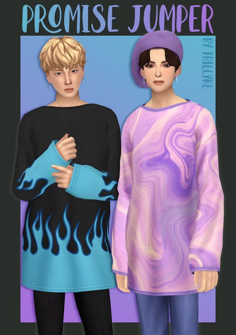 Promise Jumper | Trillyke on Patreon Oversized Sweater Men, Sims 4 Men Clothing, Los Sims 4 Mods, Sims 4 Male Clothes, Male Sweaters, The Sims 4 Packs, Sims 4 Mm Cc, Sims 4 Dresses, Sims 4 Mm