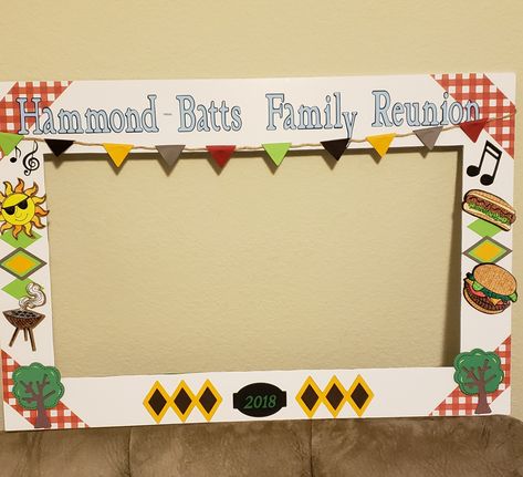 Family Reunion Photo Frame Prop Diy Photo Booth Frame Family Reunion, Photo Frame Ideas, Family Reunion Pictures, Family Reunion Photos, Pie Designs, Reunion Games, Frame Props, Family Reunion Games, Photo Frame Prop