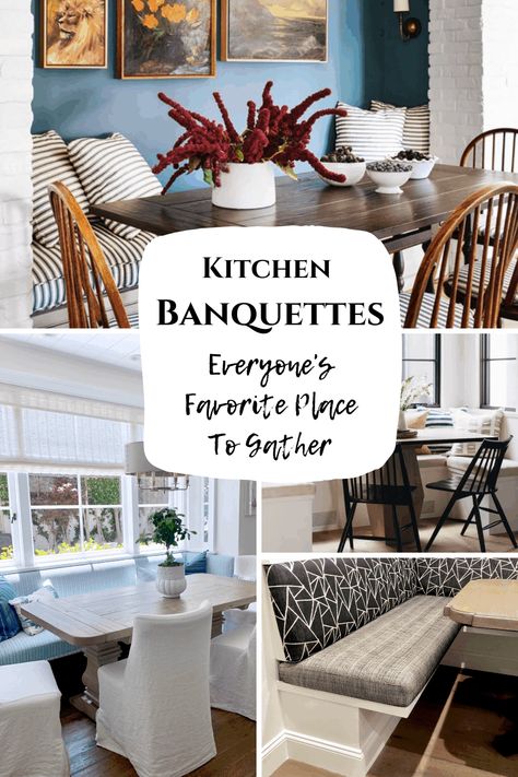 Kitchen Nook Bench Corner Banquette Round Tables, Built In Banquette Kitchen, Bankette Seating, Dining Room Banquette Seating, Banquette Seating Dining Room, Upholstered Banquette Seating, Kitchen Banquettes, Banquette Table, Seating In Kitchen