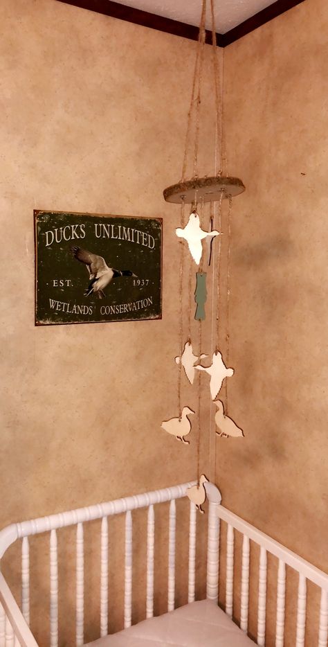 Duck Hunter Nursery, Duck Nursery Theme, Duck Themed Nursery, Mallard Duck Nursery, Duck Hunting Nursery, Duck Mobile, Boy Nursey, Western Baby Nurseries, Duck Baby Shower Theme