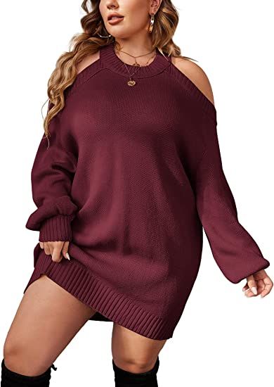 IN'VOLAND Women's Plus Size Sweater Dress Long Sleeve Bodycon Sweater Christmas Xmas Oversize Pullover Sweater Dress at Amazon Women’s Clothing store Sweater Dresses Plus Size, Sweater Dress Plus Size, Plus Size Oversized Sweater Dress, Long Sleeve Dress Winter, Cheap Fitted V-neck Sweater Dress, Long Sleeve Backless Dress, Backless Sweater, Christmas Sweater Dress, Cute Sweater Dresses