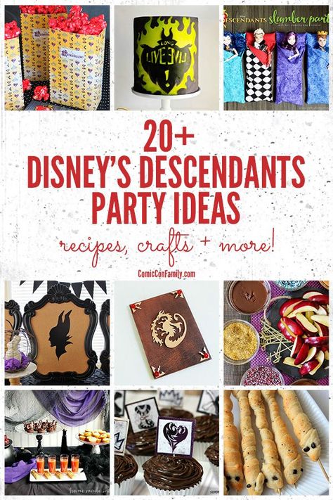 Descendants Party Ideas, Descendants Party Ideas Birthdays, Disney Villain Party, Disney Descendants Party, Princess Party Games, Villains Party, Descendants Party, Dinner Party Games, Descendants 2